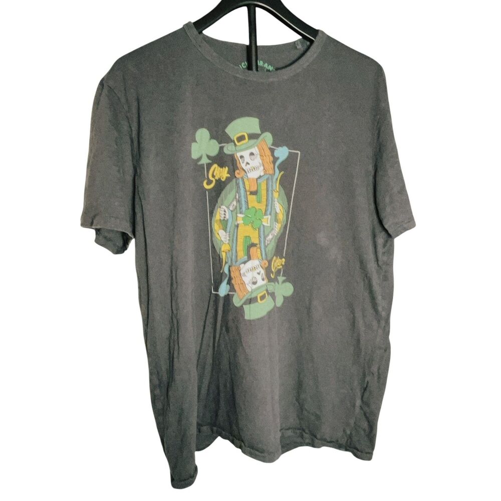 Lucky Brand Stay Golden Skeleton Leprechaun Graphic T Shirt Men's XL Black